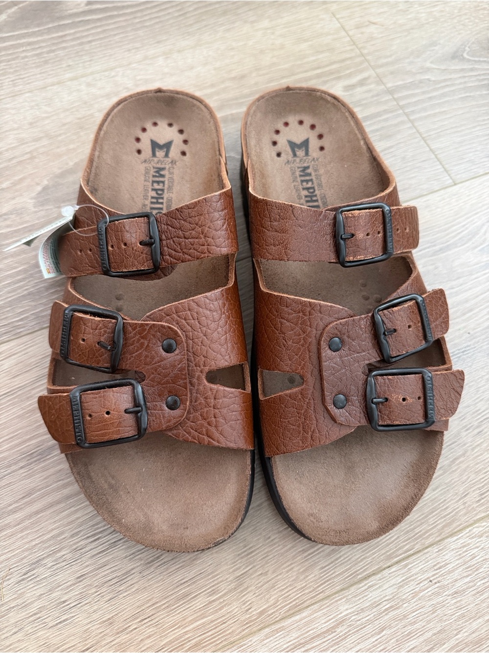 Mephisto women’s Brown Triple-Buckle Comfort Sandals 9